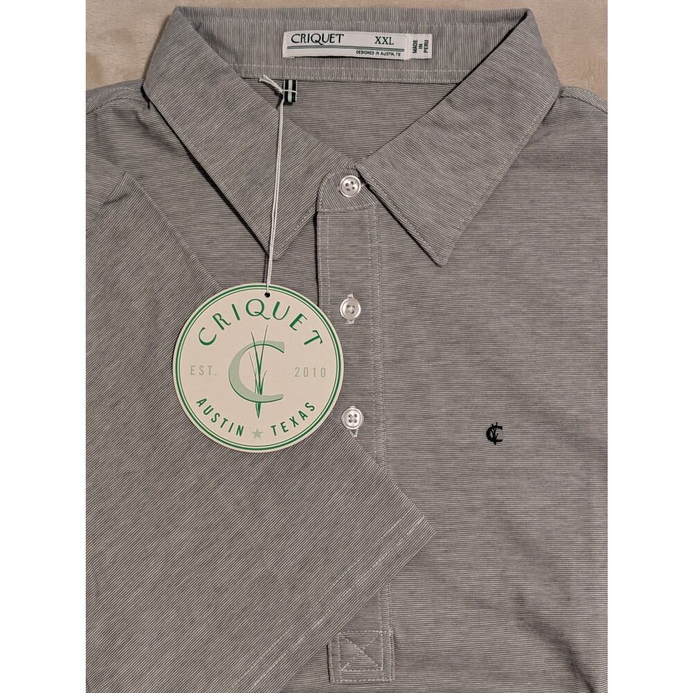 Criquet Men’s Players Polo Shirt Gray Heathered XXL Organic Cotton Golf NWT